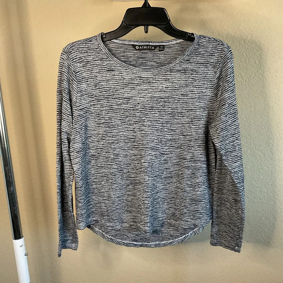 Athleta Womens Striped Cutout Breezy Open Back Longsleeve Top Size XS‎ - Picture 1 of 6
